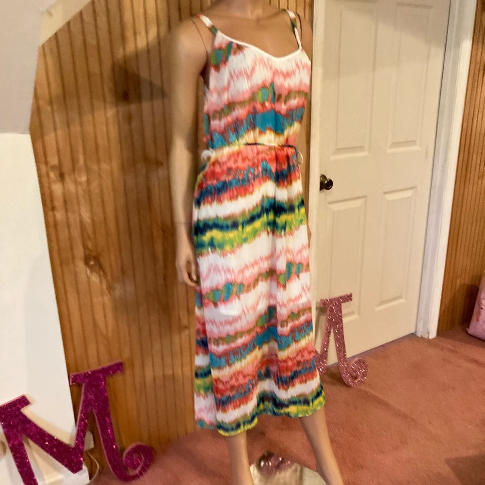 Beautiful water colored lined beach dress Large